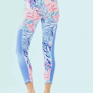 Lilly Pulitzer Kaleidoscope Coral Luxletic Leggings XL Weekender Midi Mesh